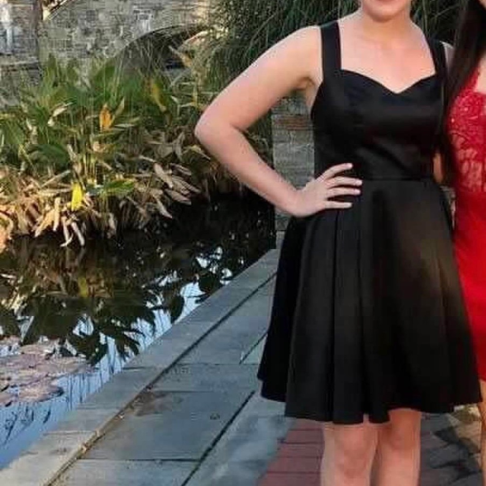 Lauren James Black Satin Bow Dress Size 4